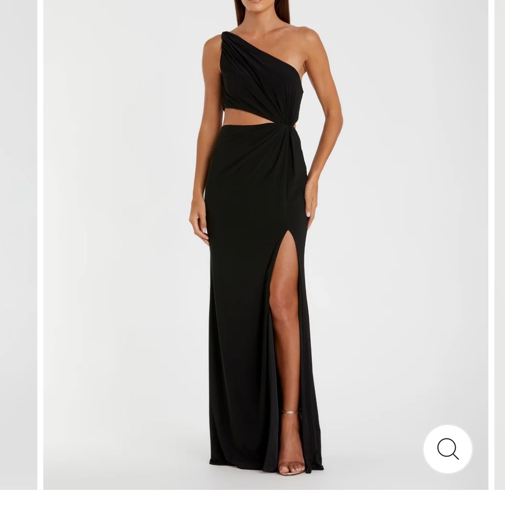 Mac Duggal ONE SHOULDER RUCHED CUT OUT JERSEY dress, sz 10, new, black